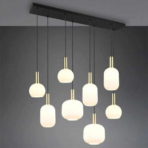 Dining room pendant lamp Diva 8-light - white glass