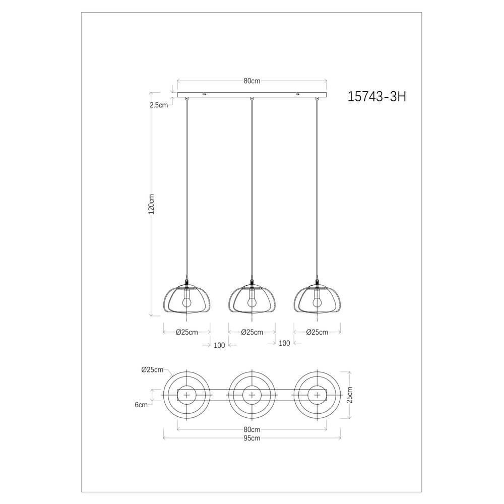 Pendant lamp Jella 3-light design Globo 9007371452903