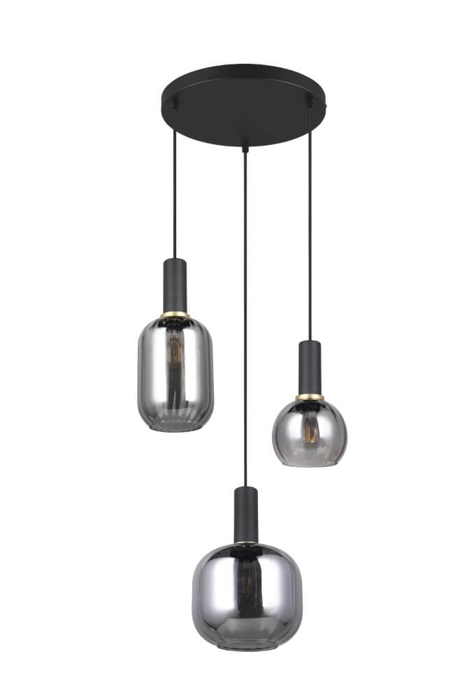Dining room pendant lamp Diva 3-light - smoke glass Trio 4017807614565