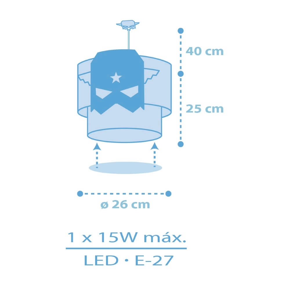 Children's room pendant lamp Blue Hero Ø 26cm Dalber 8420406002798