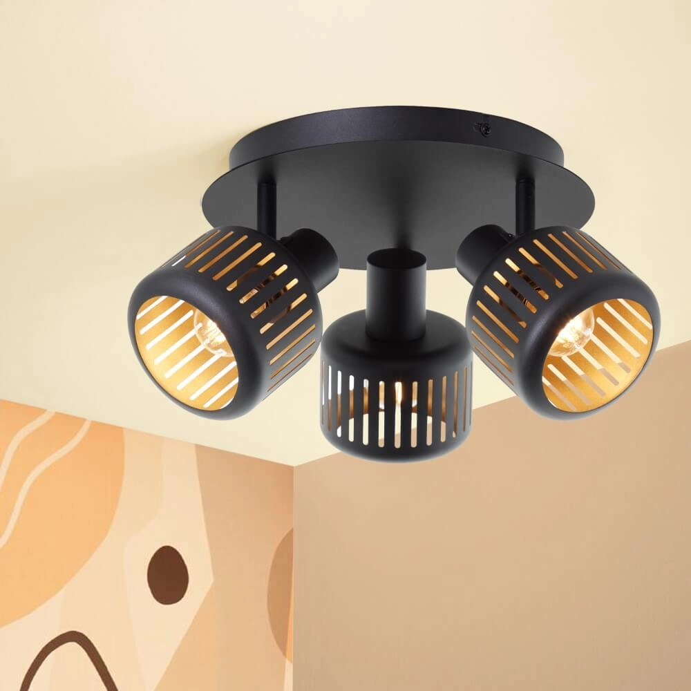 3-light ceiling lamp Tyas black with gold Brilliant 4004353424342