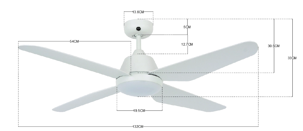 Ceiling fan with lamp Aria Led Ø 122cm white IP55 Beacon 9333509129813