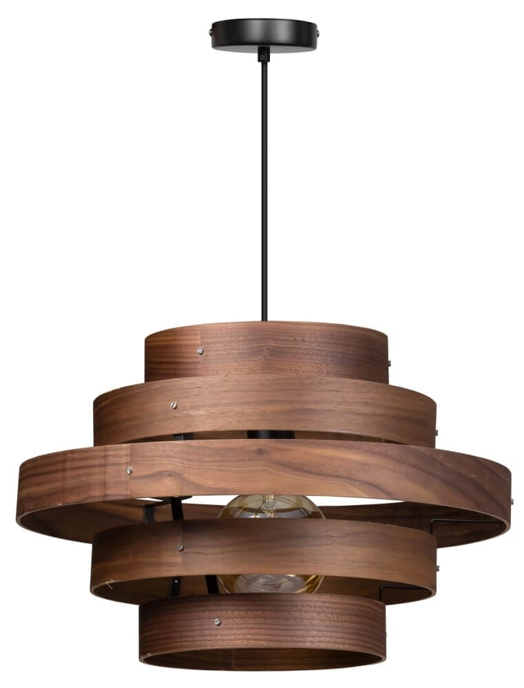 Tough pendant lamp Walnut 5-ring wood brown