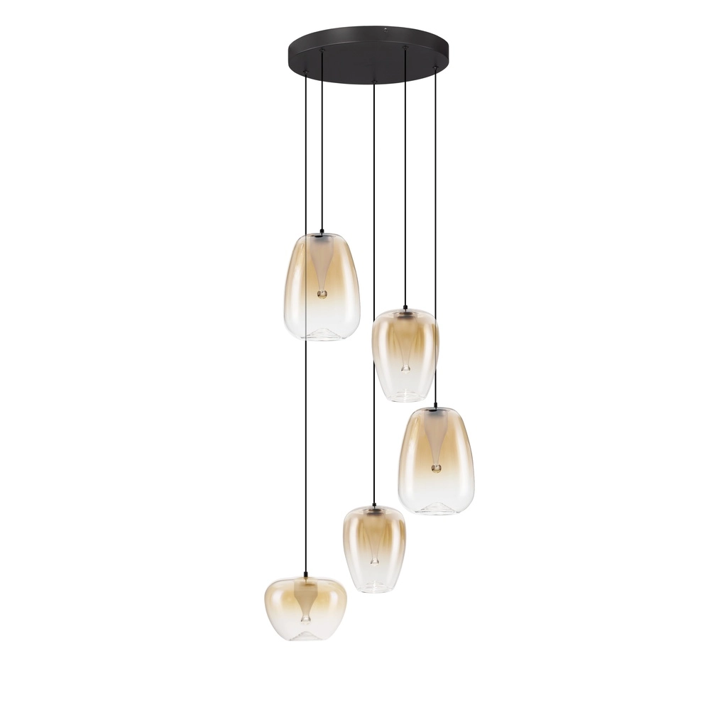 Design pendant lamp Oblo 5-light amber glass Lyora 5212017474155