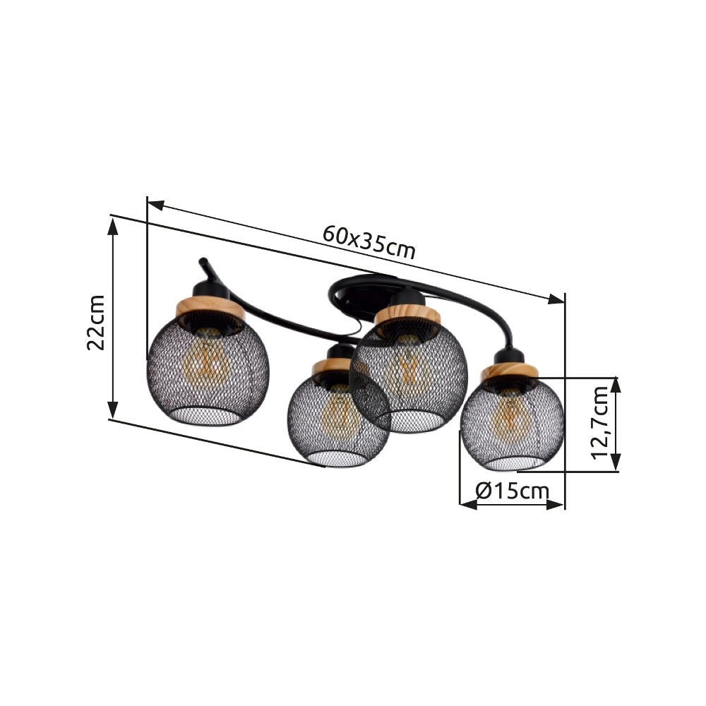 Ceiling lamp Pablo Black Mesh Globo 9007371429547