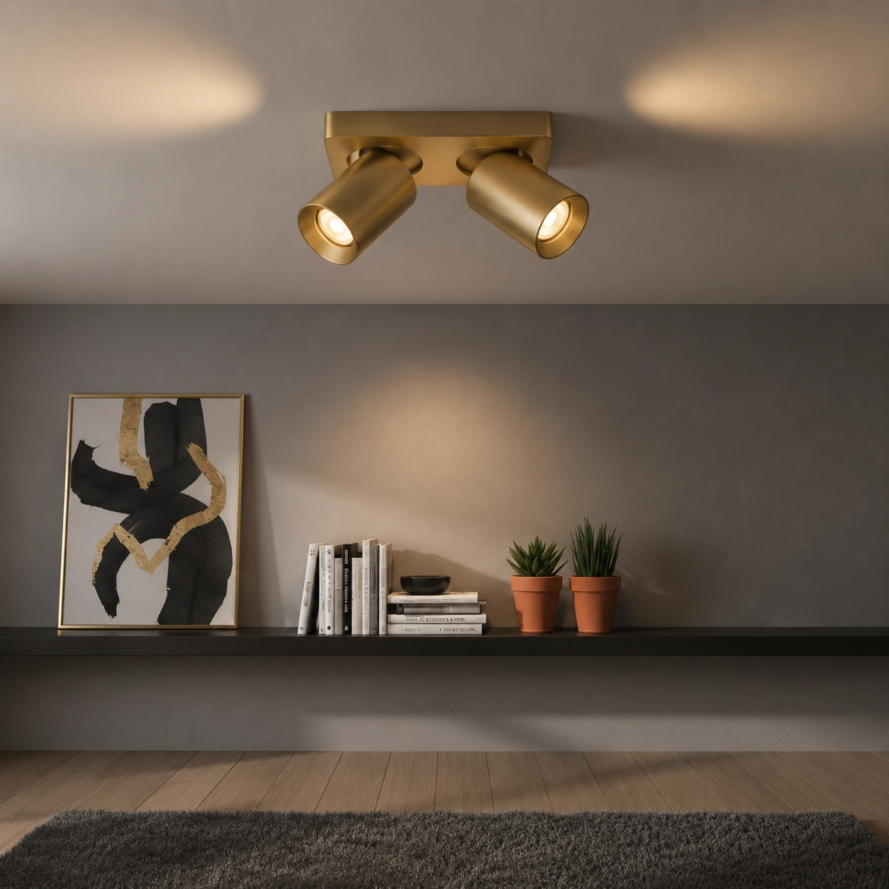 Directional surface-mounted spotlight Megano double gold Artdelight 8719831738717
