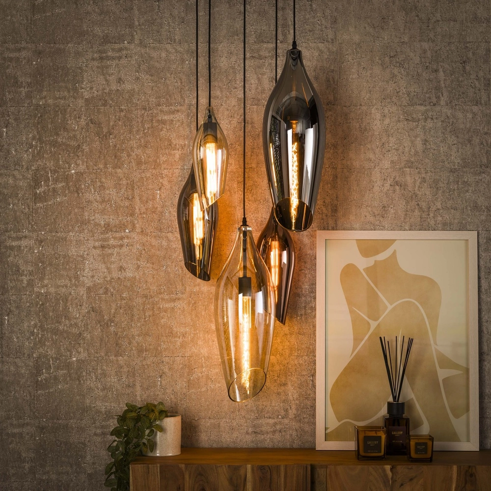 Vide pendant lamp Cocoon 5x colored glass