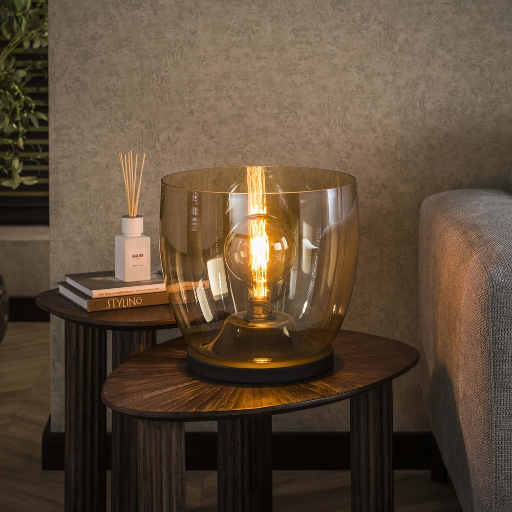 Floor lamp amber glass UP Ø 33cm - 32cm high