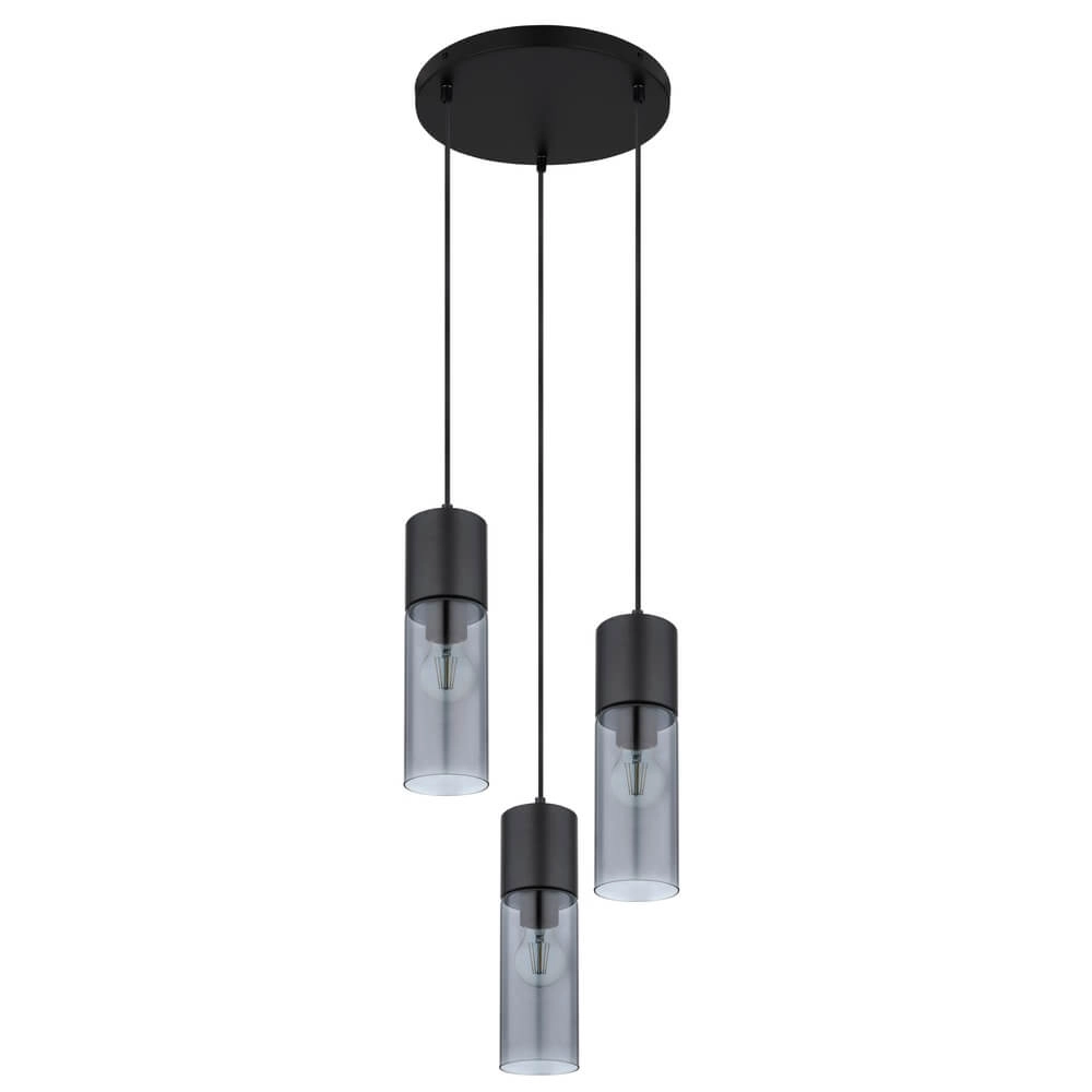Sleek pendant lamp Annika 3-light black round Globo 9007371442768