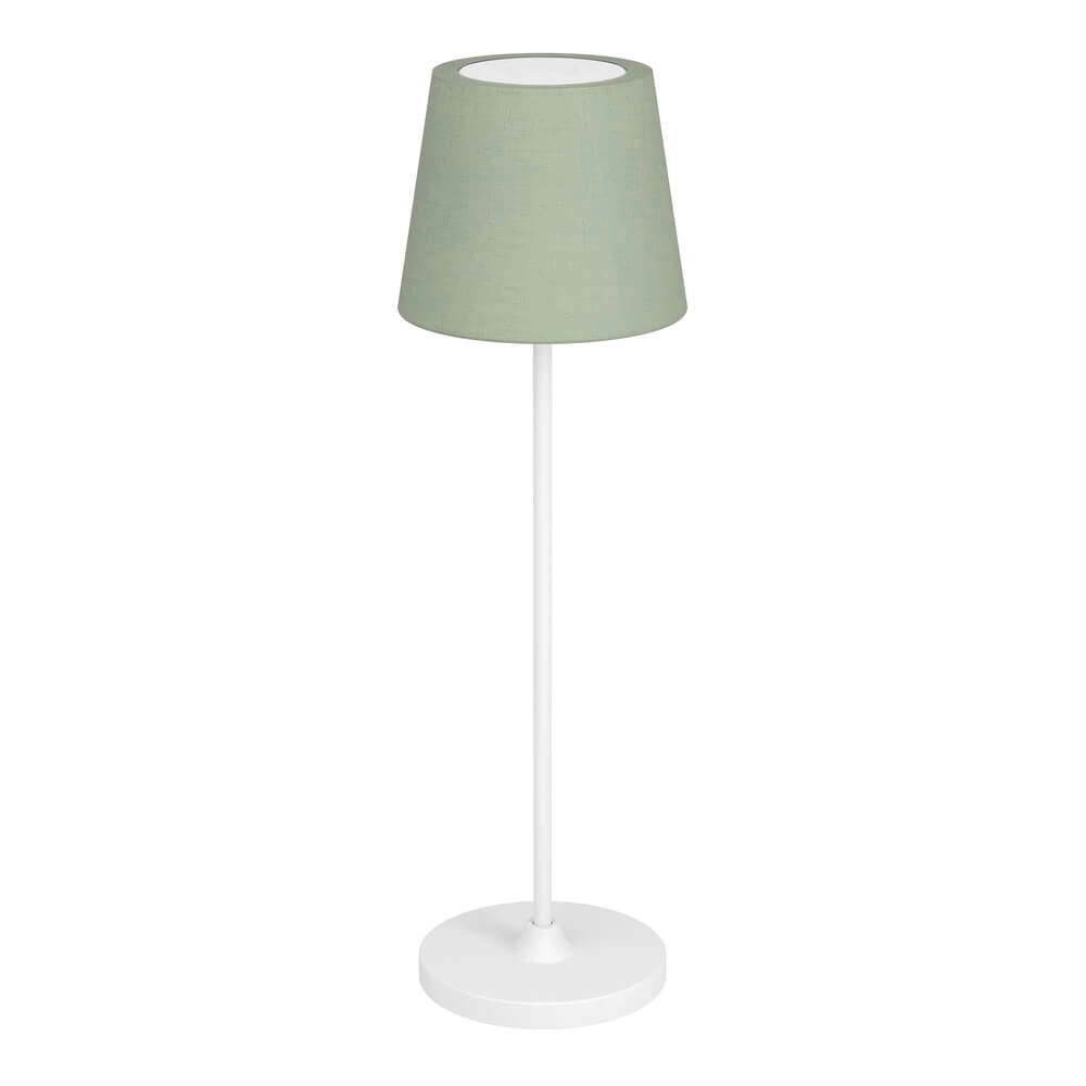 Table lamp Leonero white with green fabric