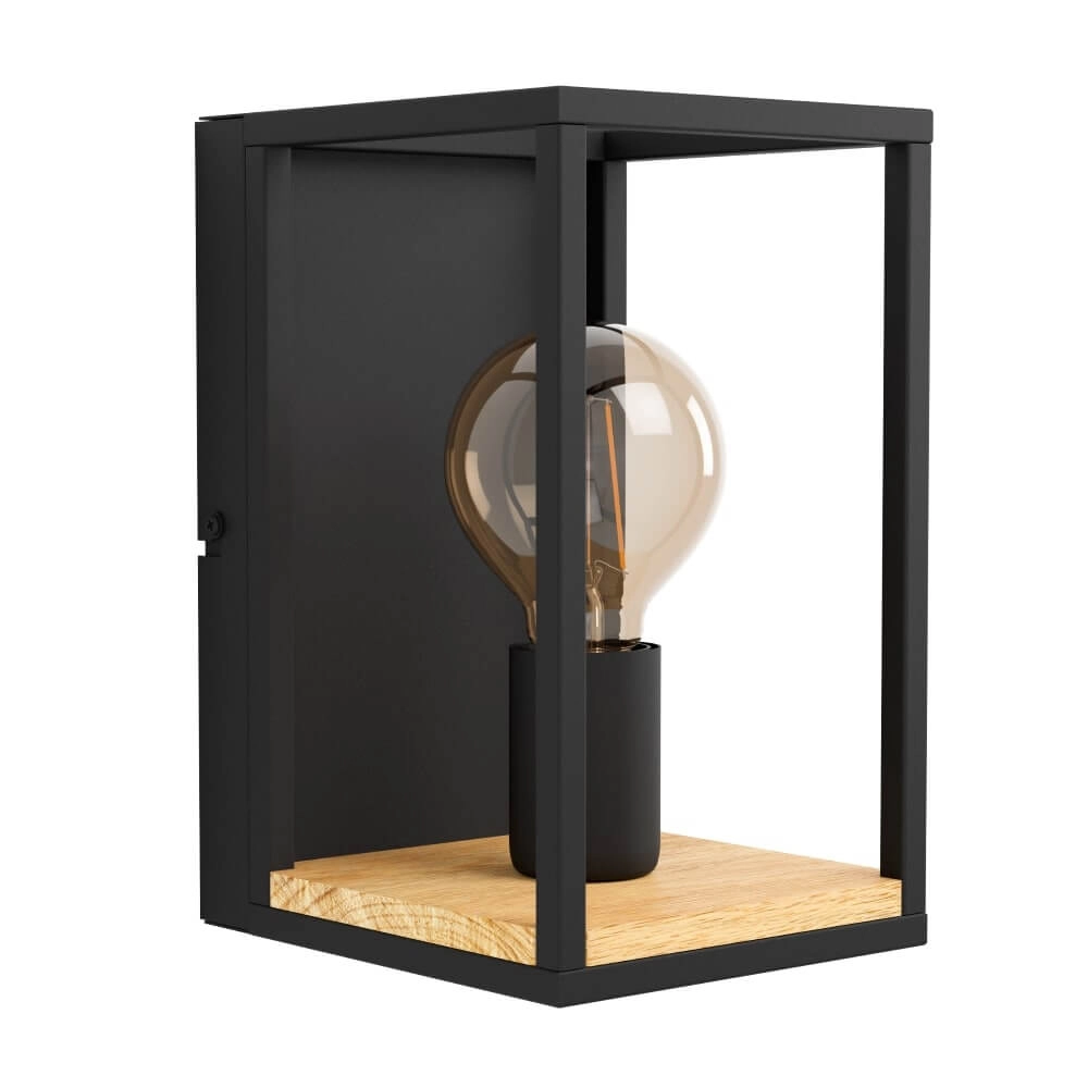 Wall lamp Libertad black with wood