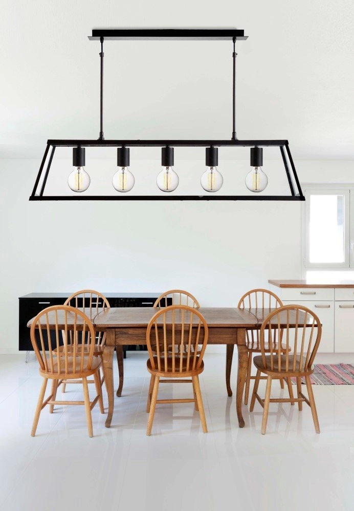 Black pendant lamp Voyager 5-light Searchlight 5053423057811