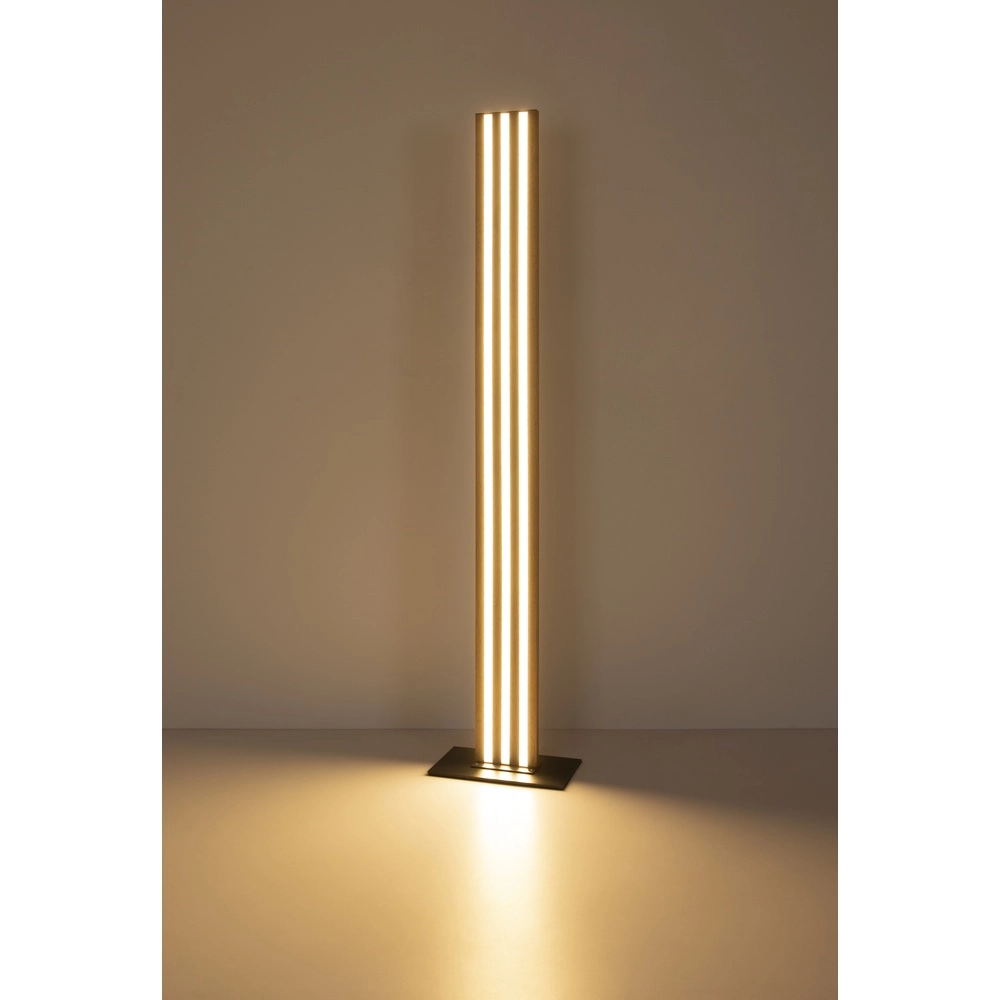 Floor lamp Hayden black with wood Globo 9007371580583