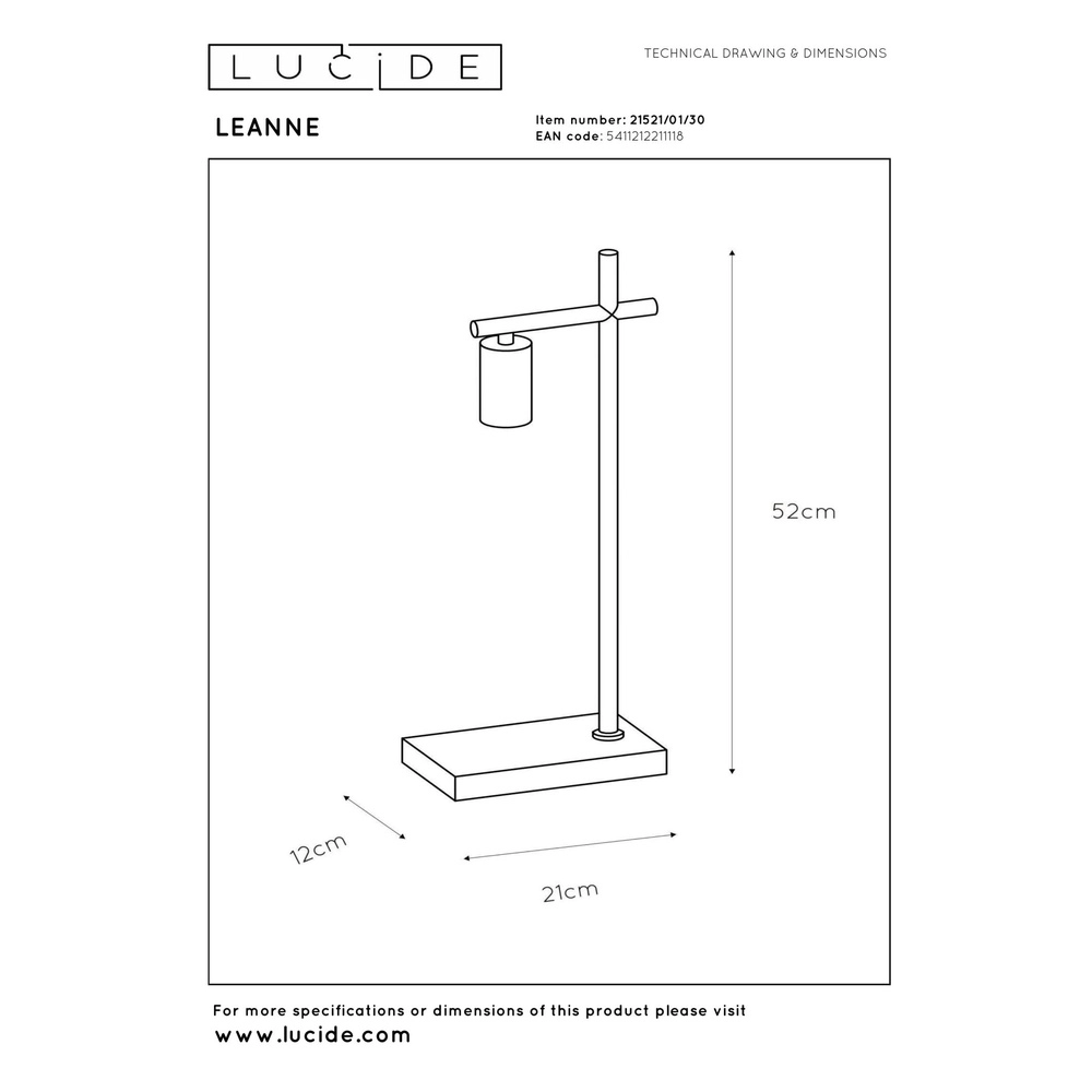 Table lamp Leanne Black Lucide 5411212211118