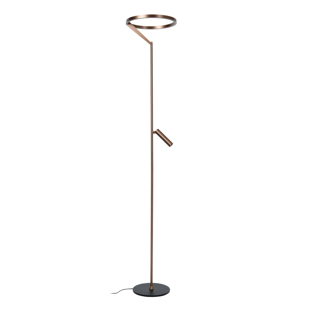 Sleek floor lamp with reading lamp Applause Brushed copper - LED Premium by Lucide 5411212221872