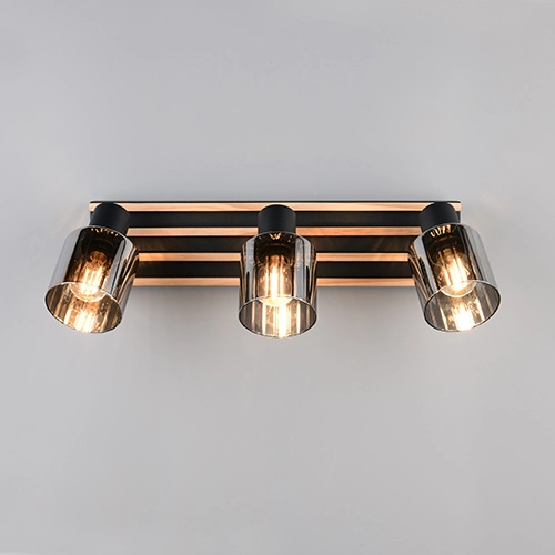 Ceiling lamp 3-lights Travia black with wood Trio 4017807682601