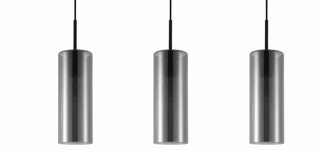 Glass hanging lamp Keyns 3-light black with smoke glass Eglo 9002759324674