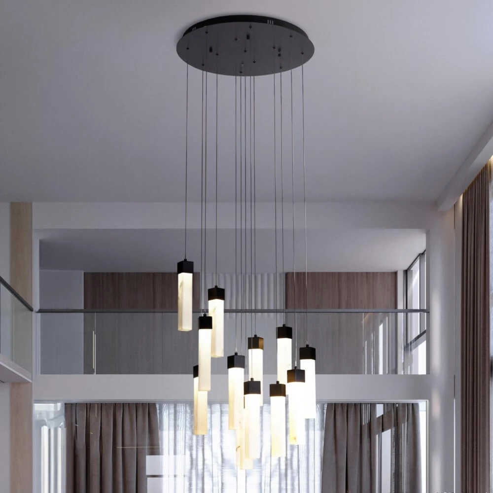 10-light vide pendant lamp Moonbeam black Searchlight 5053423273778