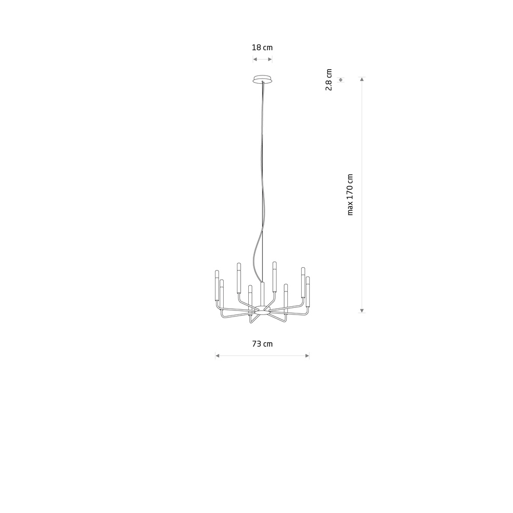 Modern chandelier Orto black Ø 73cm