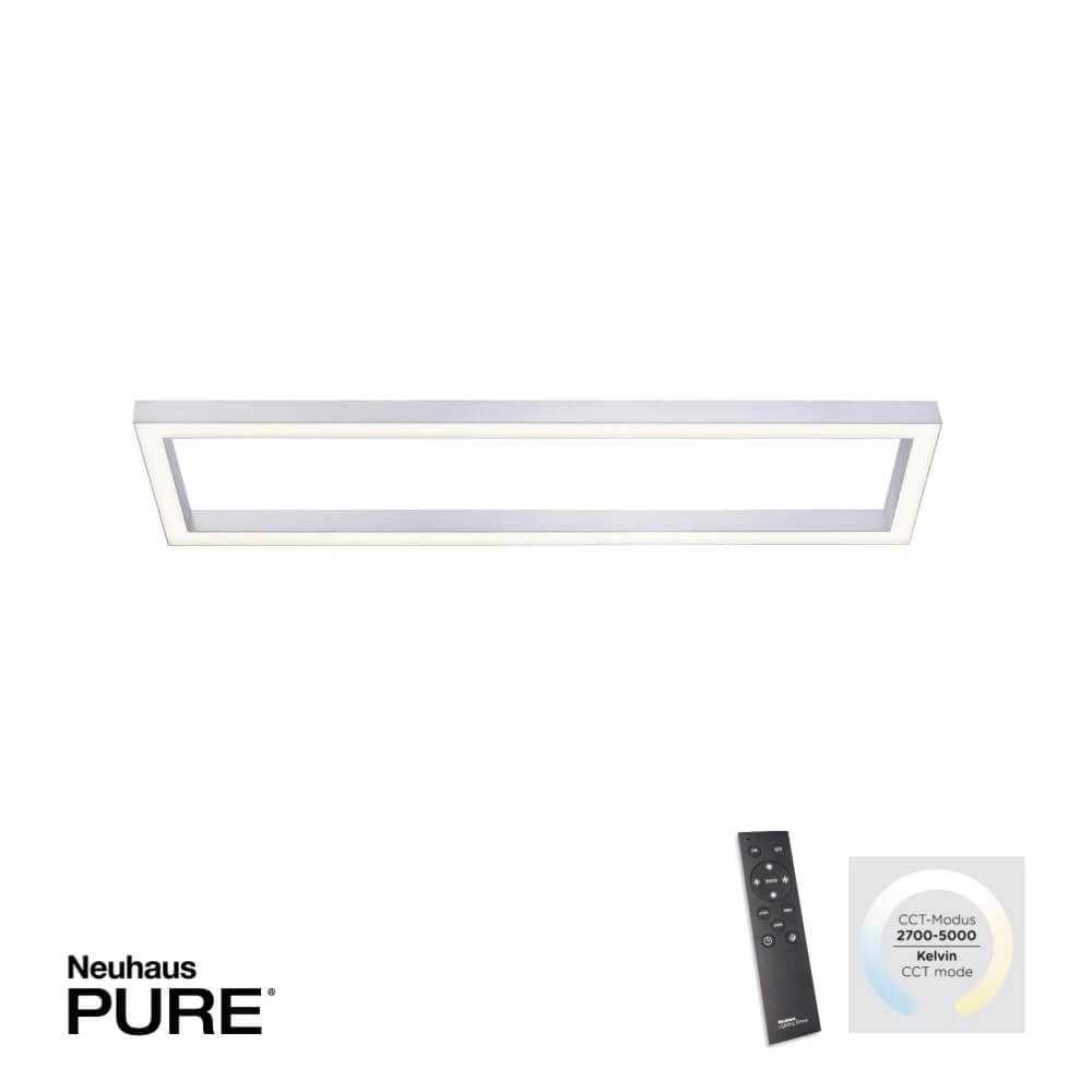 Rectangular ceiling lamp Pure Lines Square aluminum Paul Neuhaus 4012248357934