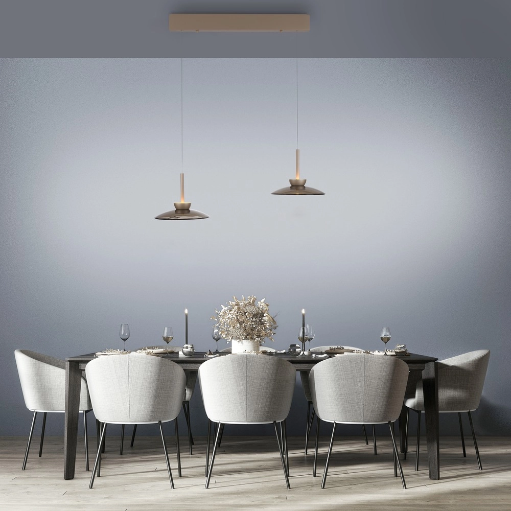 2L dining table pendant lamp Pure Moon Bronce with amber glass Paul Neuhaus 4012248392980