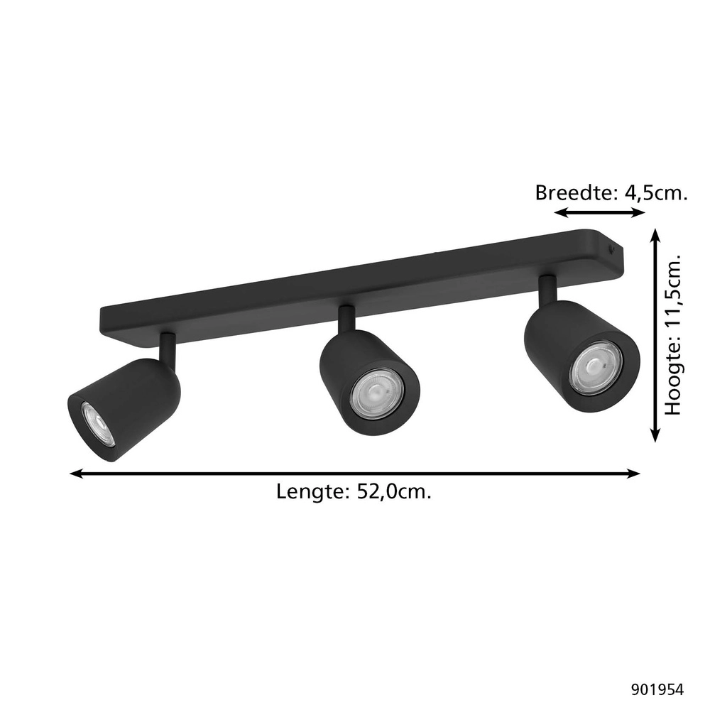 Surface-mounted spot Camaldoli 3-light black Eglo 9008606360451