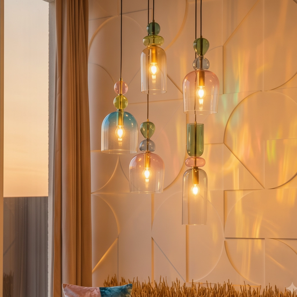 Colored pendant lamp Murano 5-light