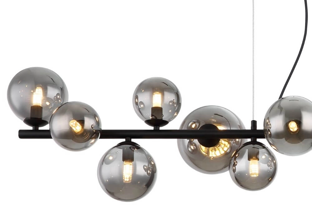 Design pendant lamp Riha black with smoke glass Globo 9007371457823