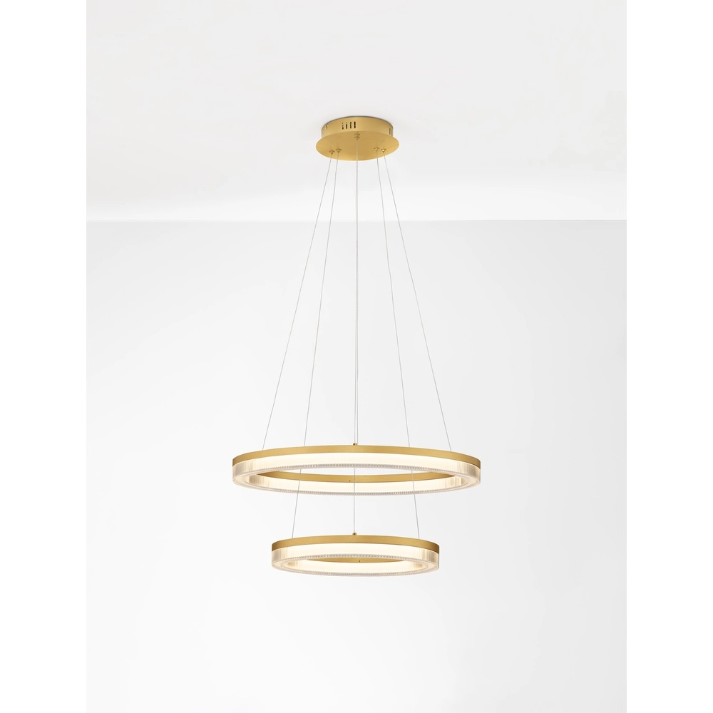 Golden pendant lamp Luana 2-light