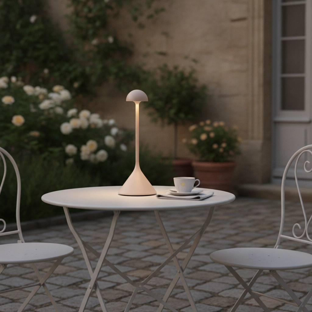 Table lamp Dalt sand brown rechargeable with USB