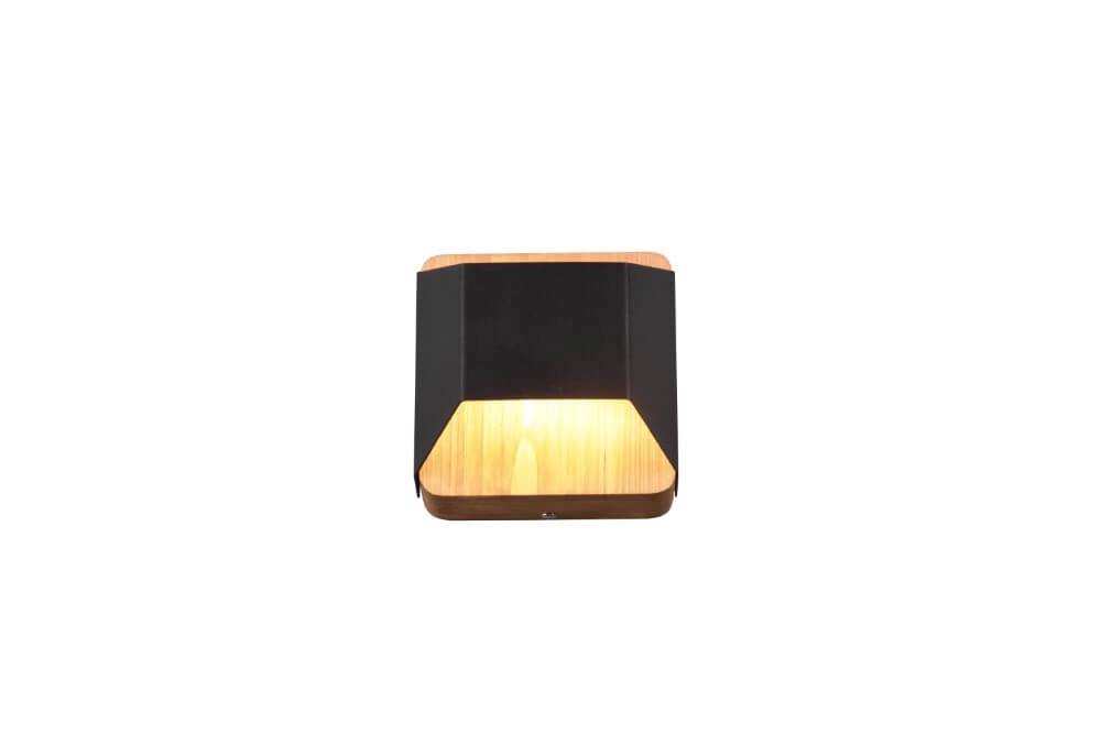 Wall lamp Arino 12cm black with wood brown Trio 4017807502756