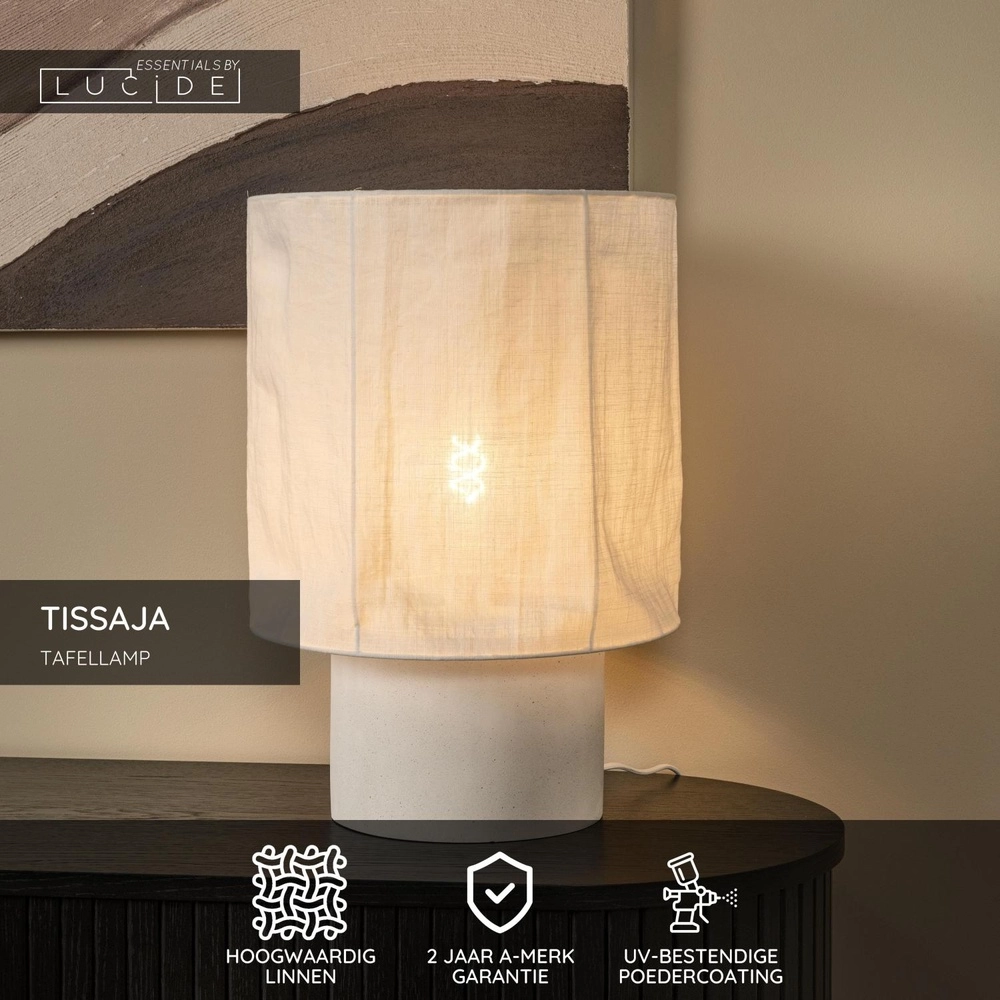 Table lamp Tissaja Ø 35cm white Lucide 5411212061621