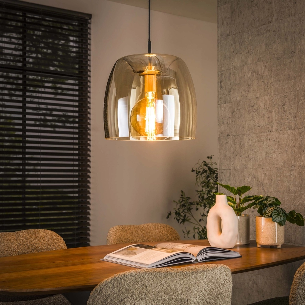Glass pendant lamp Drift Ø 35cm - amber glass