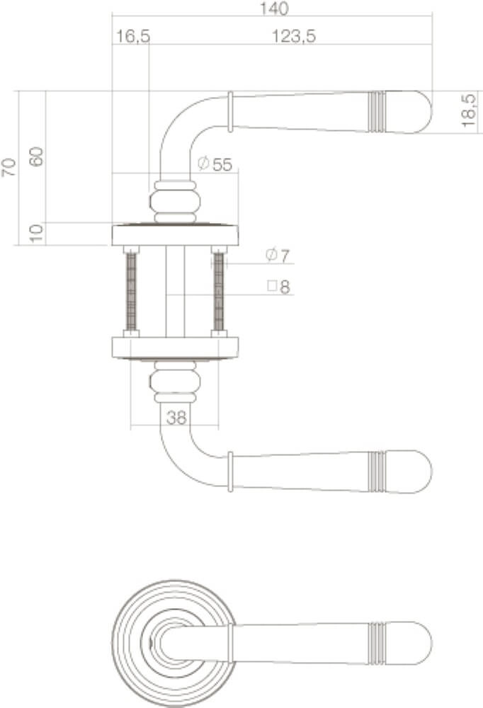 Door handle Helena on rosette brass Intersteel 8714186392683