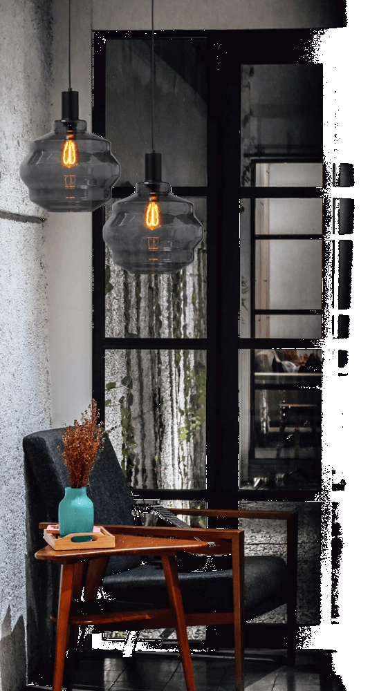 Hanging lamp black Porto with Ball smoke glass - Ø 30cm Masterlight 8718121269290