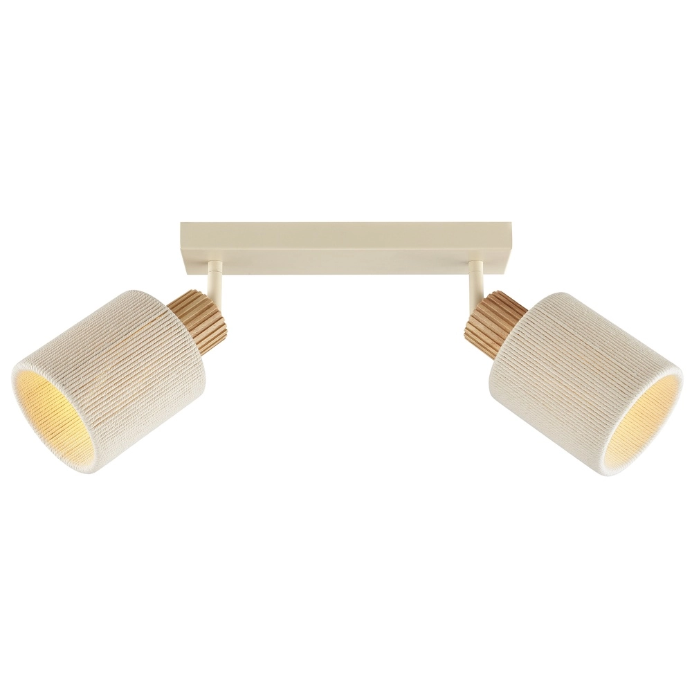 Ceiling lamp Arlo sand brown with wood 2-lights