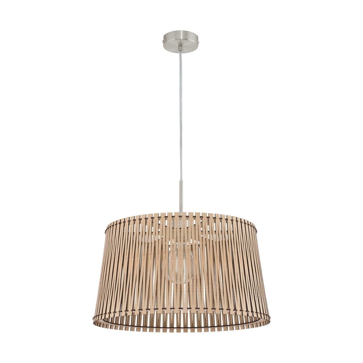 Pendant lamp Sendero nickel matt with light wood brown
