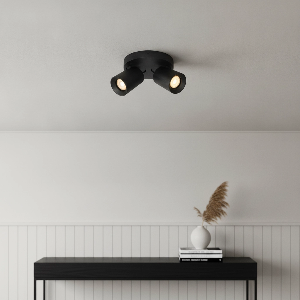 Round ceiling lamp Megano 2-light black