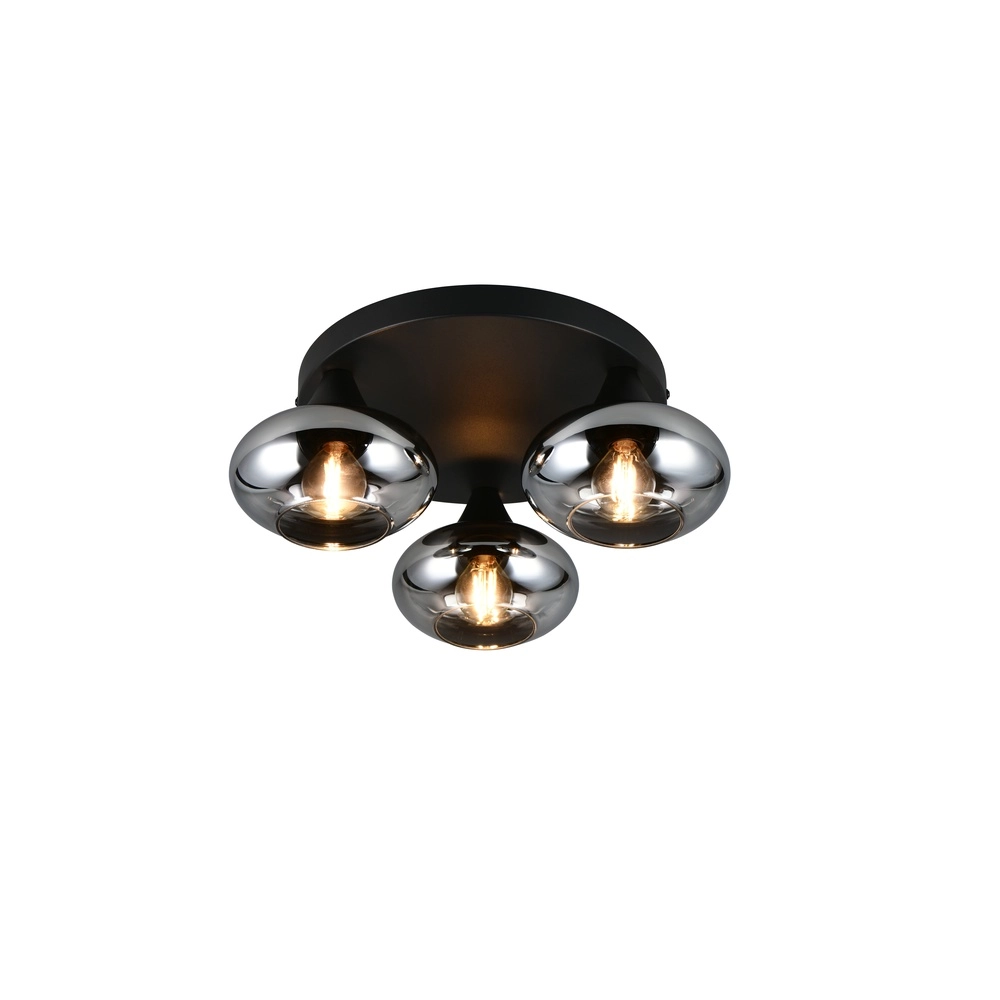 Ceiling lamp Divina black with smoke glass
