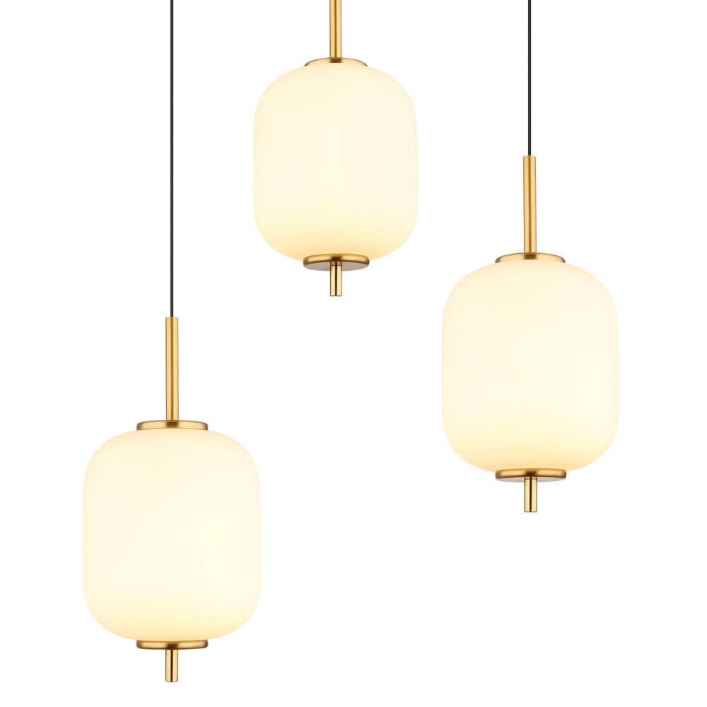 Golden pendant lamp Ewald 6-light white glass Globo 9007371452583