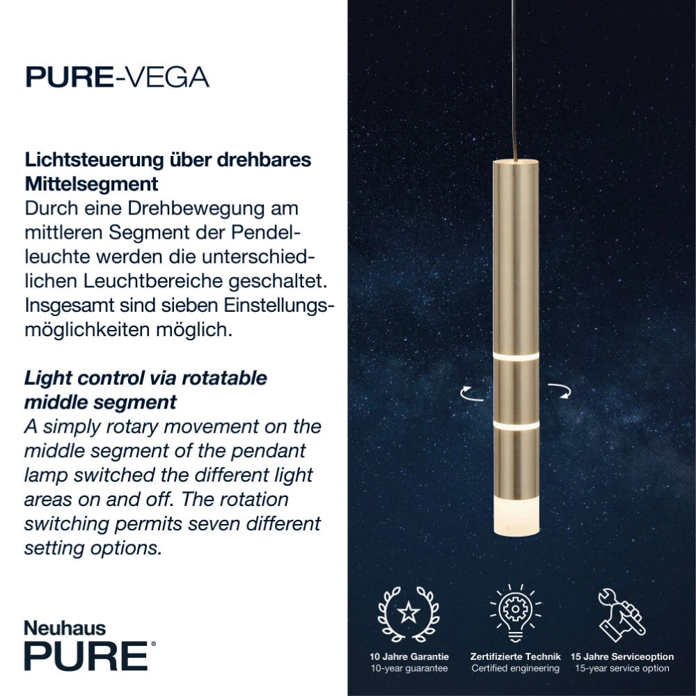 Brass hanging lamp Pure Vega 3000K Paul Neuhaus 4012248357521