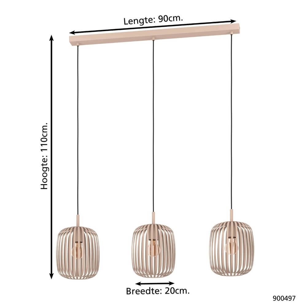 Sand brown pendant lamp Romazzina 3-light Eglo 9008606244317