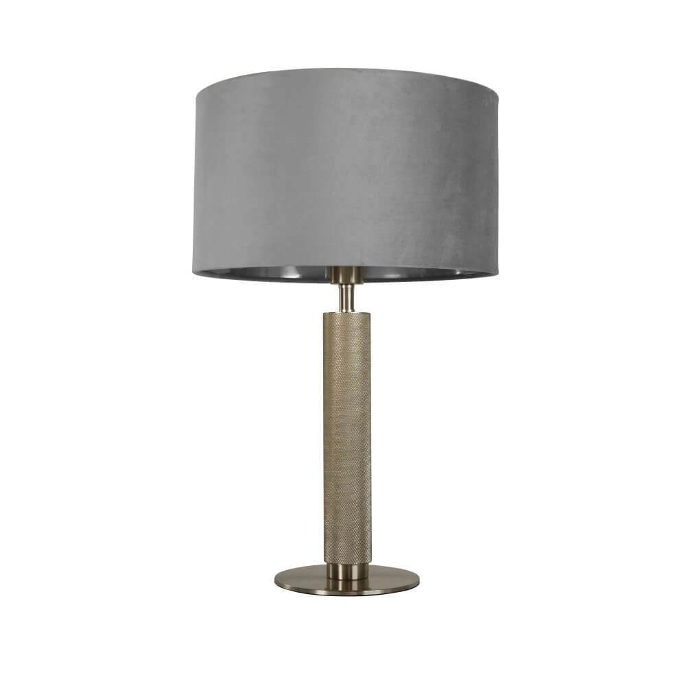 Golden table lamp London with grey hood