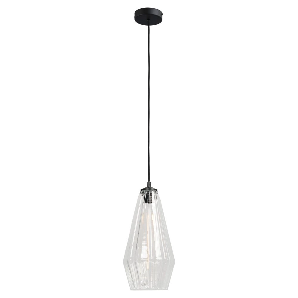 Black hanging lamp Diamond 18cm with clear glass