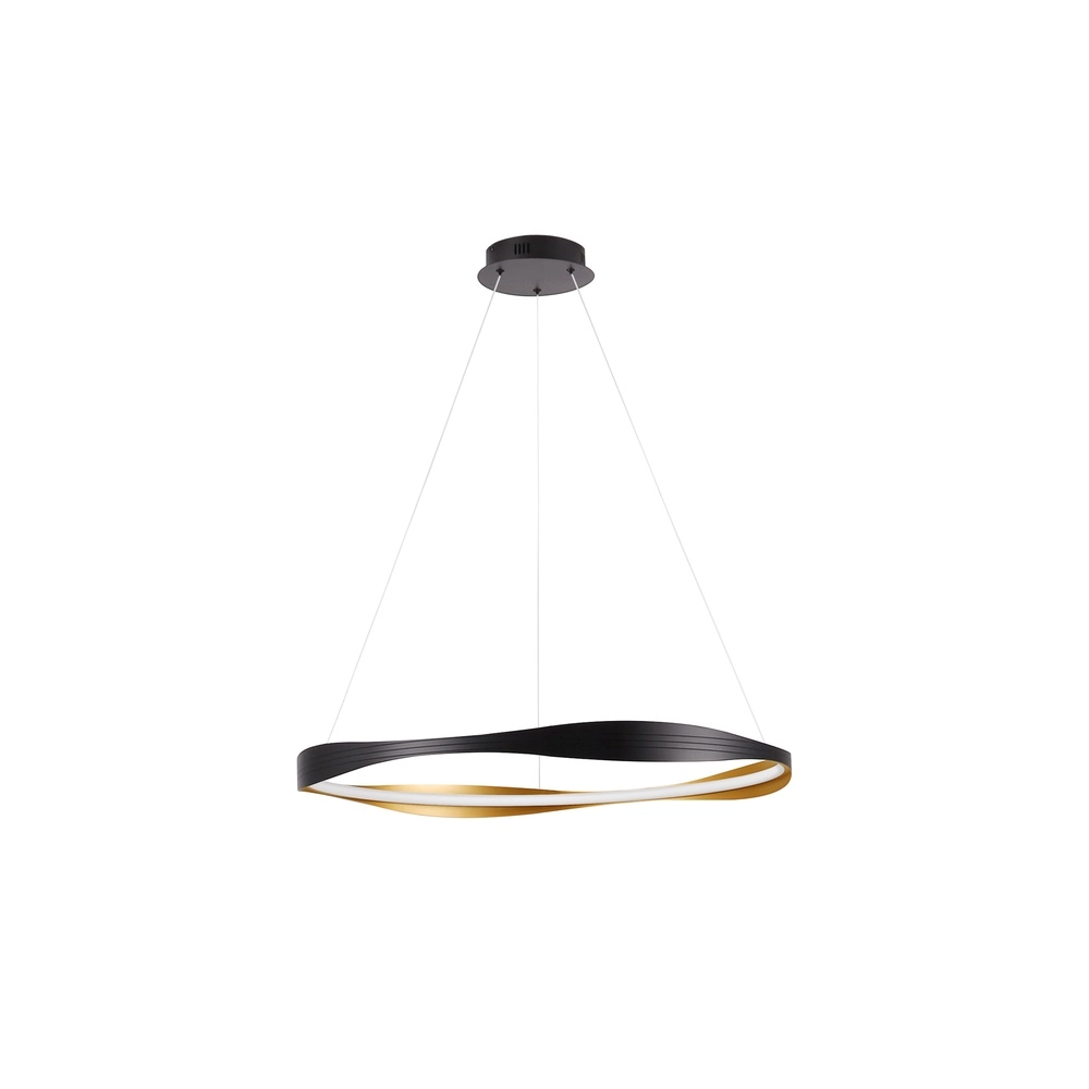 Design pendant lamp Dobi Ø 80cm black with gold Lyora 5212017450043