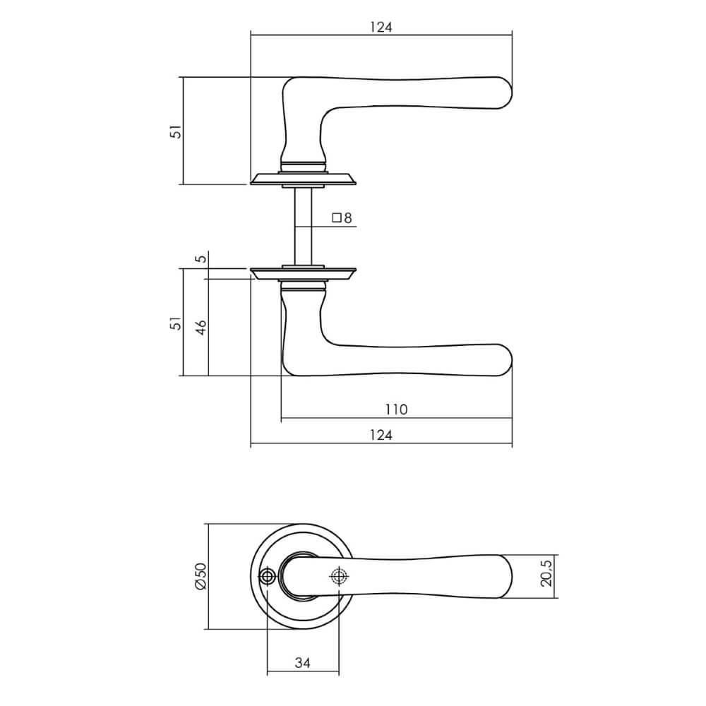 Door handle Trento Round rosette black Intersteel 8714186556672