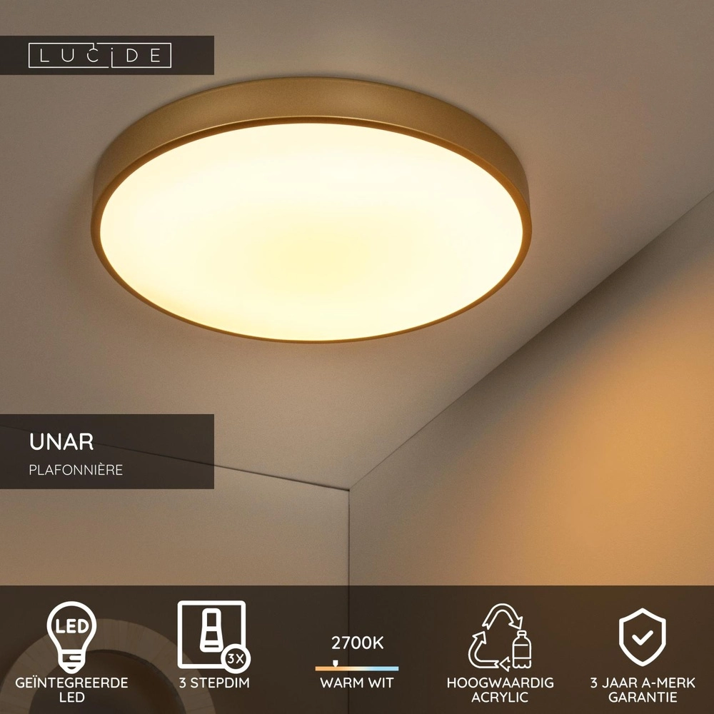 Ceiling light Unar Ø 49.5cm - 2700K - gold Lucide 5411212791900