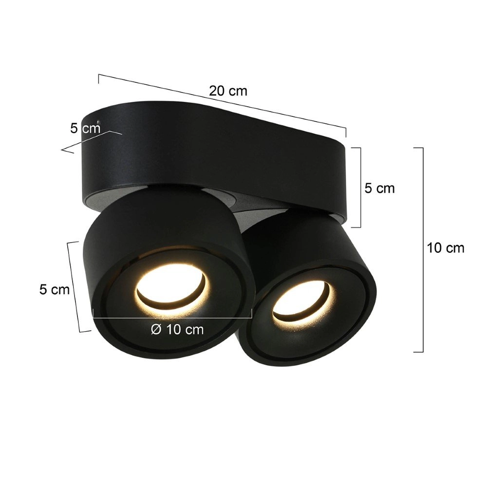 Spot lamp Fez Black 2-light black Steinhauer 8712746132502