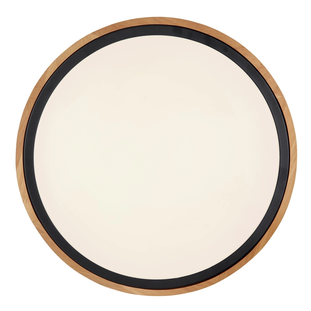 Ceiling lamp Bruno Ø 30.7cm black with wood Globo 9007371430468