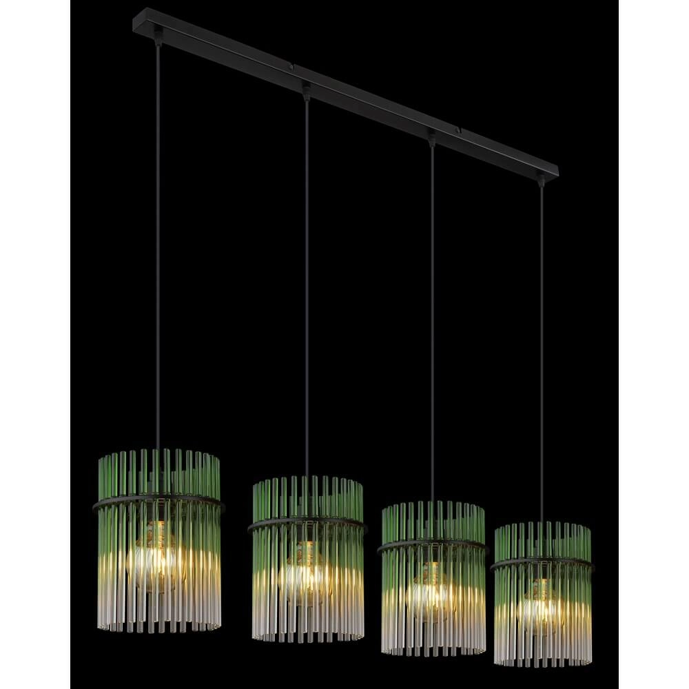 Black pendant lamp Gorley with green glass 4-lights Globo 9007371465989